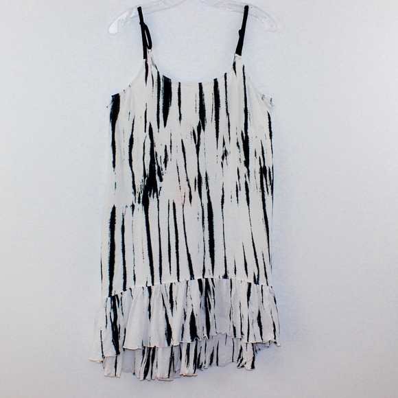 RubiMoon Tie Dyed Ruffled Slip Dress Adjustable